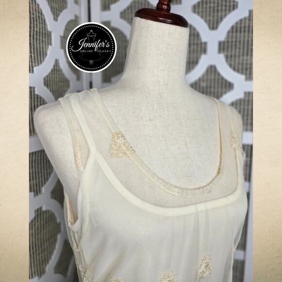 Zanoni by Jalate NWT Cream Scoop Neck Sleeveless Embroidered Dress Size Large - Picture 3 of 12